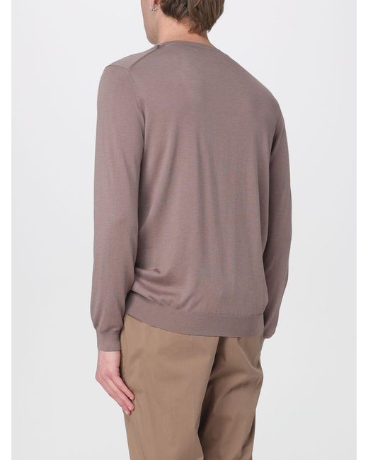Kangra Brown Cotton And Silk Crew Neck Pullover for men
