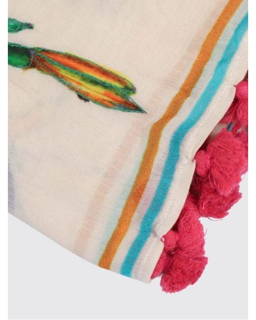 Faliero Sarti Natural Floral Print Cotton And Silk Scarf