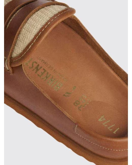 Birkenstock Brown 1774 Naples Bicolor Raffia And Smooth Leather Mules