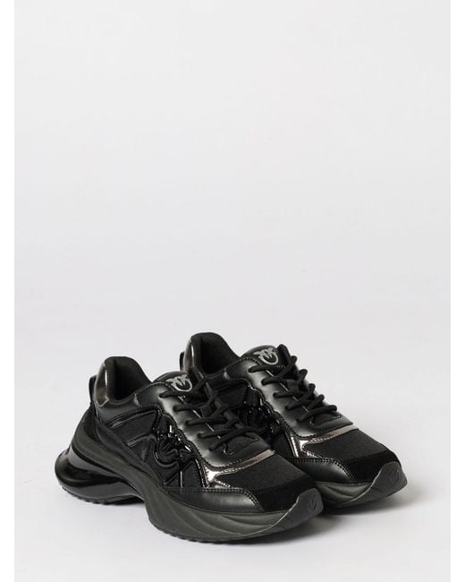 Pinko Black Ariel 33 Leather And Nylon Sneakers