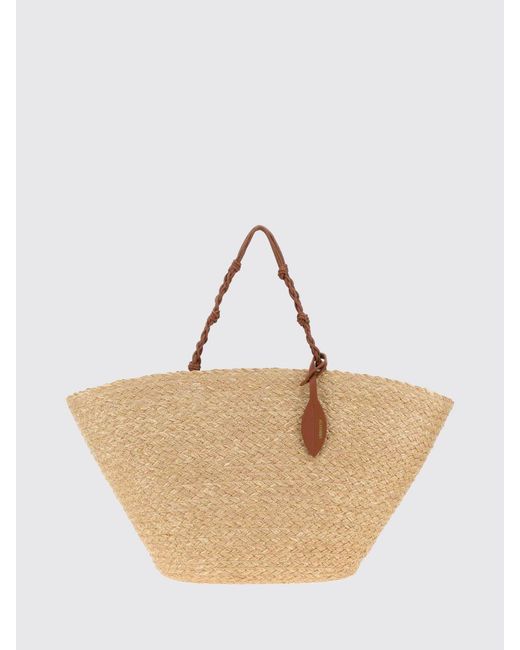 Jil Sander Natural Large Tangle Raffia Tote Bag With Braided Handle