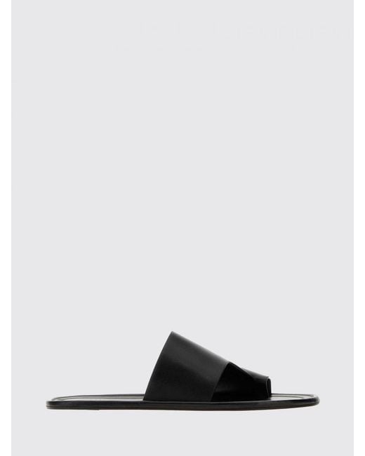 The Row Black Malick Leather Sandals