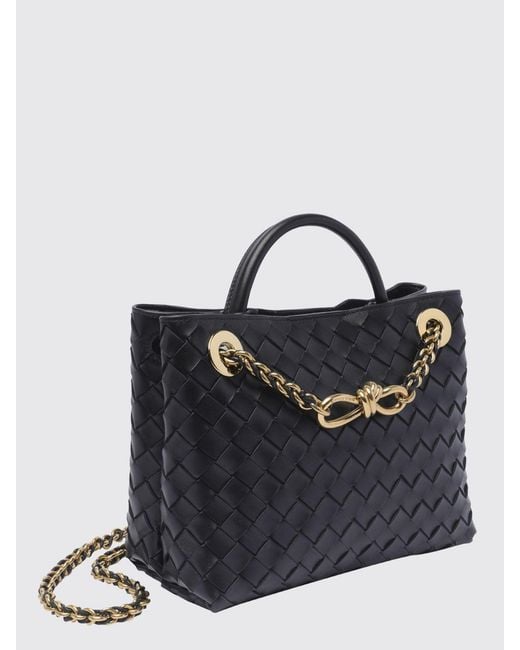 Bottega Veneta Blue Andiamo Intrecciato Lambskin Handbag