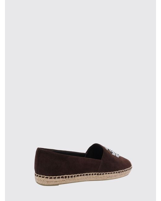 Tory Burch Brown Eleanor Suede Espadrilles With Double T Logo And Low Heel