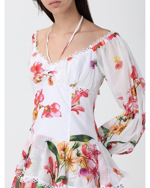 Charo Ruiz Red Azurea Floral Cotton Blend Mini Dress Ibiza
