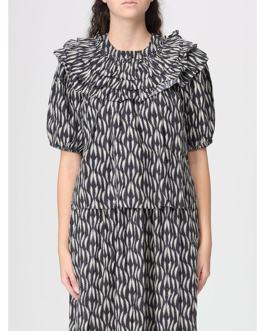 Ulla Johnson Gray Mira Printed Cotton Blend Blouse