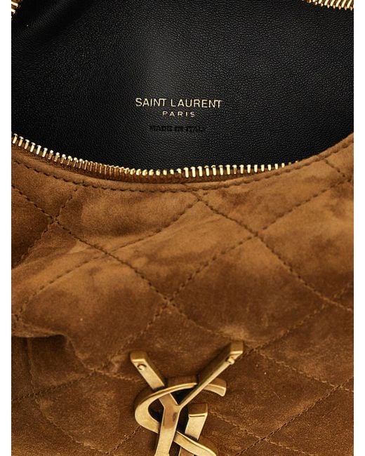 Saint Laurent Brown Icarino Quilted Suede Handbag With Ysl Logo