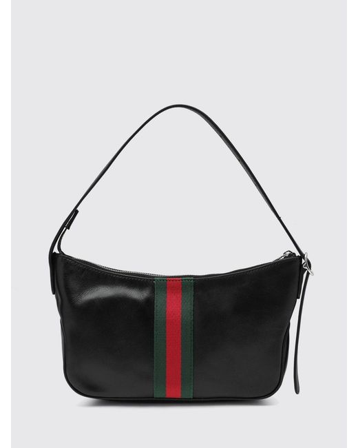 Gucci Black Lunetta Web Leather Shoulder Bag for men