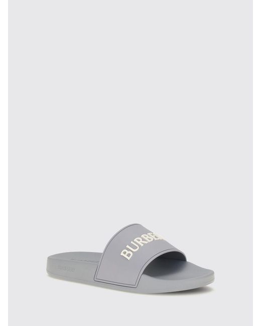 Burberry White Rubber Slides With Contrasting Lettering Logo for men