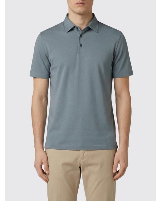 Zanone Blue Basic Cotton Polo Shirt for men