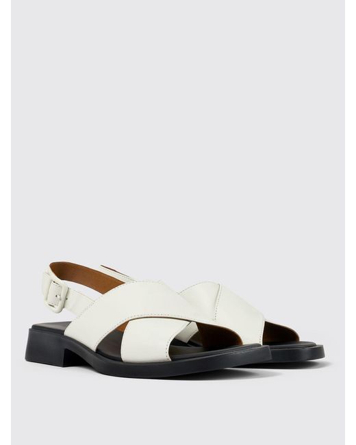 Camper White Flat Sandals