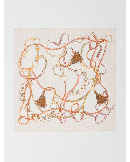 Twinset White Viscose Scarf With Chain Print