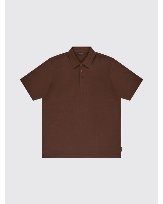 Zanone Brown Cotton And Silk Polo Shirt for men