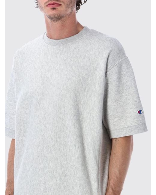 Champion White Crew Neck Cotton Blend Sports T-Shirt With Contrasting Logo for men
