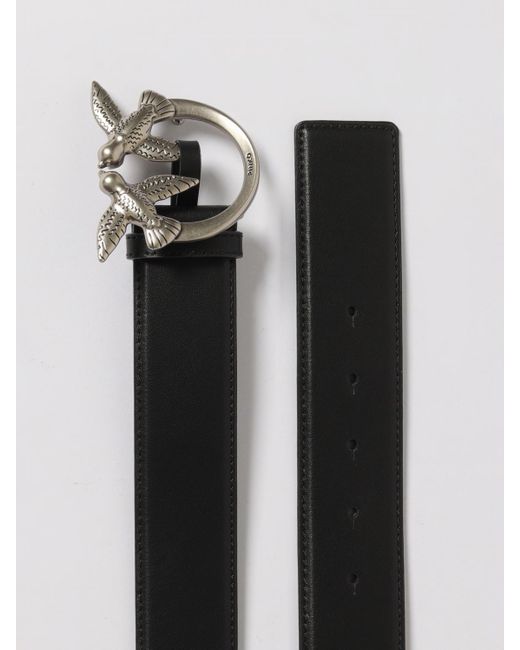 Pinko Gray Love Berry Leather Belt