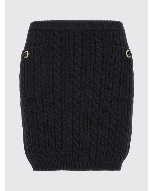 Alessandra Rich Black Cable Knit Skirt Hardware