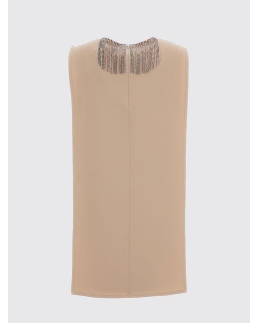 Sportmax Natural Cady Sheath Mini Dress With Jewel Collar And Rhinestones
