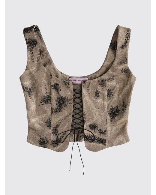 MACCAPANI Brown Abstract Cotton Blend Top