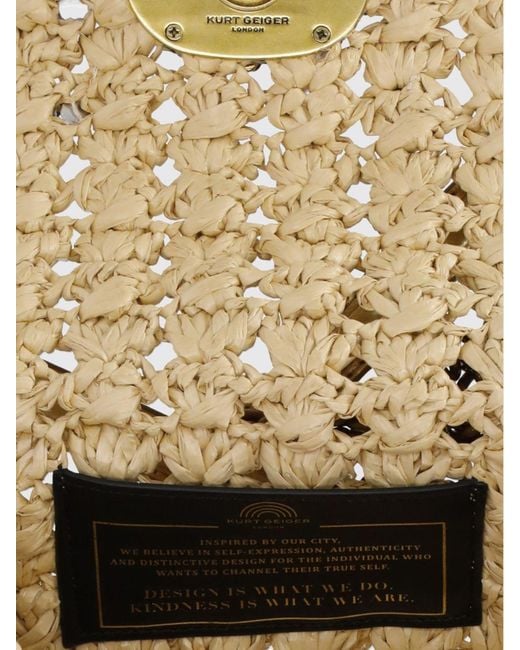 Kurt Geiger Natural Chelsea Crochet Raffia Clutch With Rhinestones