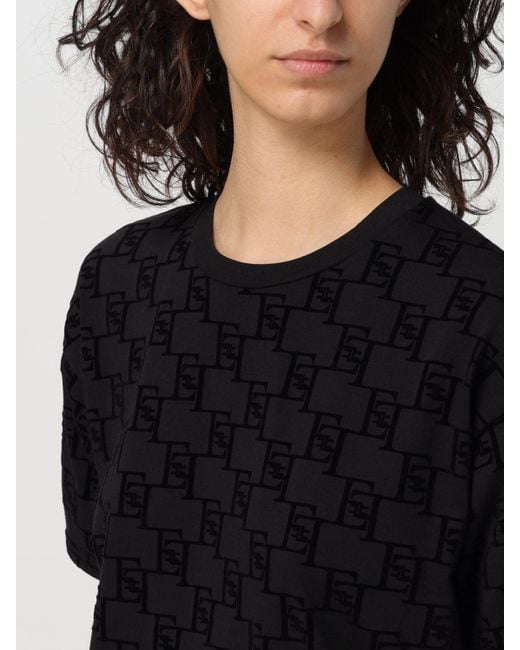 T-shirt in cotone con logo di Elisabetta Franchi in Black