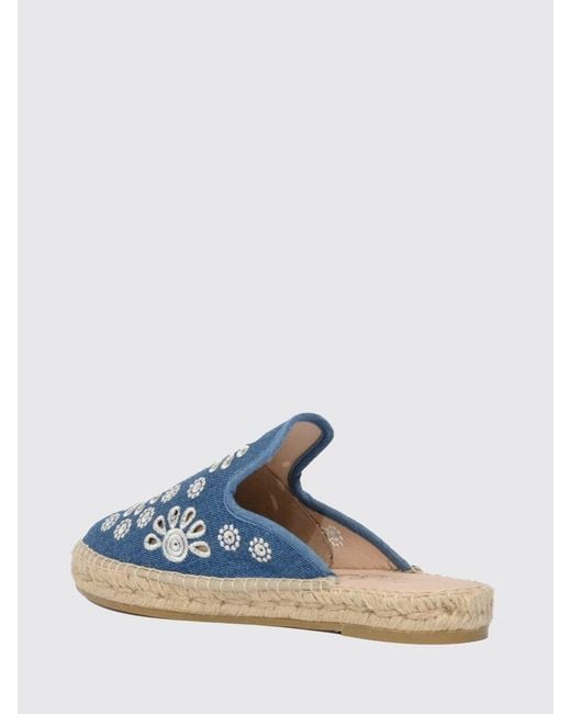 Mc2 Saint Barth Blue Cotton Sangallo Slip-On Espadrillas With Braided Jute Detailing