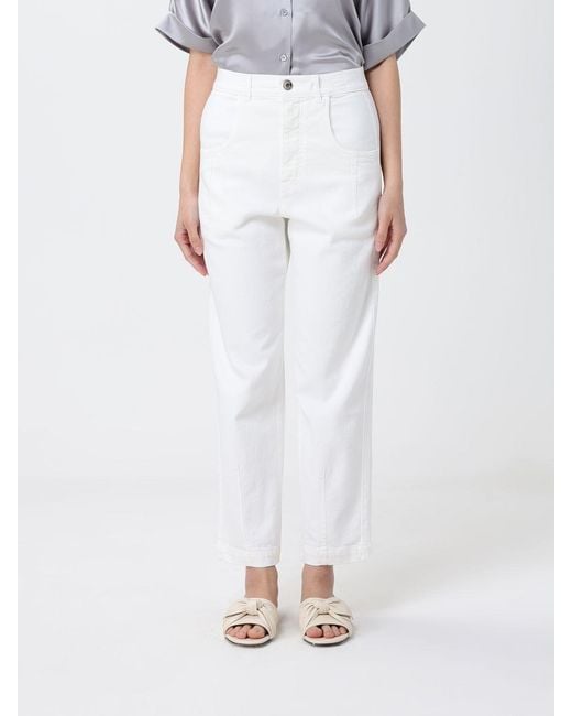 Eleventy White Stretch Cotton Straight Trousers