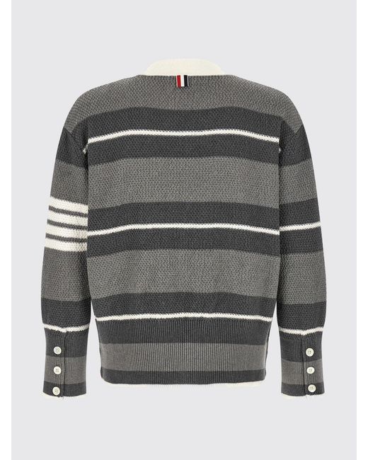 Thom Browne Gray Striped Cotton Cardigan for men