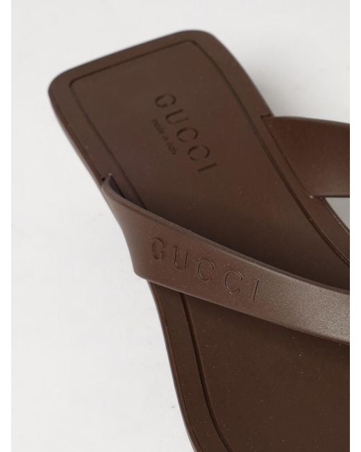 Gucci Natural Vittoria Rubber Thong Sandals With Low Heel