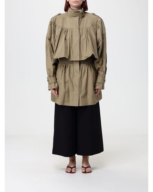 Chloé Natural ChloÉ Waterproof Cotton Trench Coat With High Neck And Epaulettes