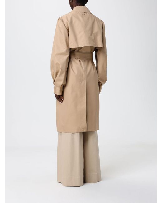 Twinset Natural Double-Breasted Cotton Blend Trench Coat