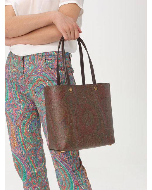 Etro Brown Essential Paisley Coated Cotton Bag