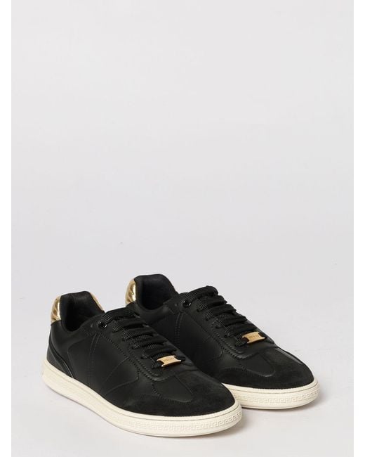 Versace Black Greca New Court Leather Sneakers for men