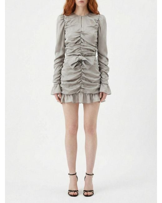 ROTATE BIRGER CHRISTENSEN Gray Draped Silk Dress