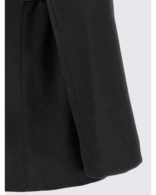 Elisabetta Franchi Black Robe-Style Jacket With Peaked Lapels And A Tie Belt