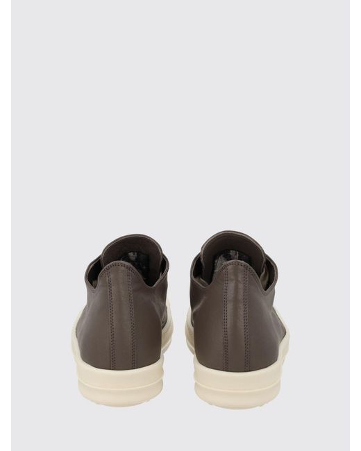 Rick Owens White Low-Top Smooth Leather Sneakers With Rubber Toe Cap