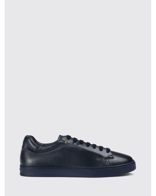 Doucal's Blue Leather Sneakers for men