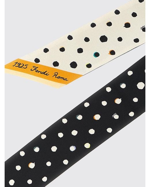 Fendi White Beveled Polka Dot Silk Bandeau