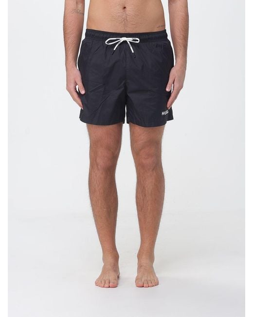 HUGO Blue Polyester Boxer Swim Trunks for men