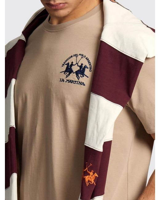La Martina Natural Cotton T-Shirt With Logo for men