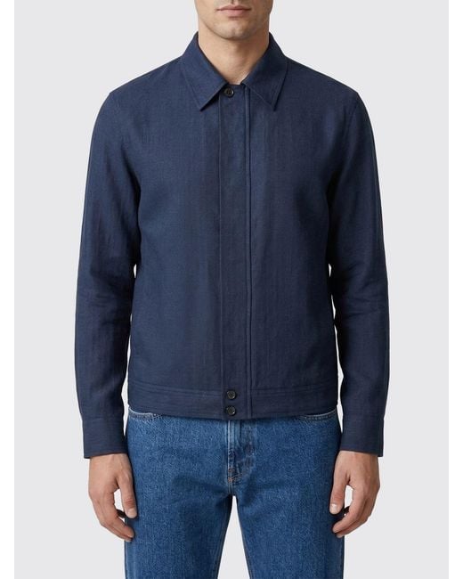 Brioni Blue Linen And Wool Overshirt for men
