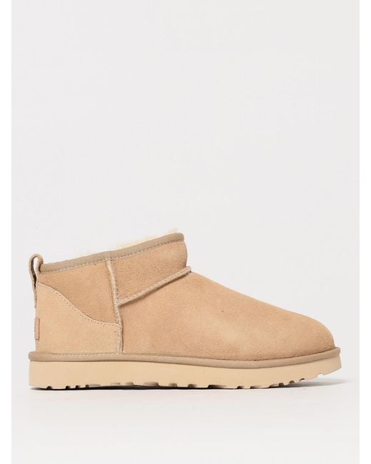 Ugg Natural Classic Boot With Suede Upper And Round Toe For Everyday Use