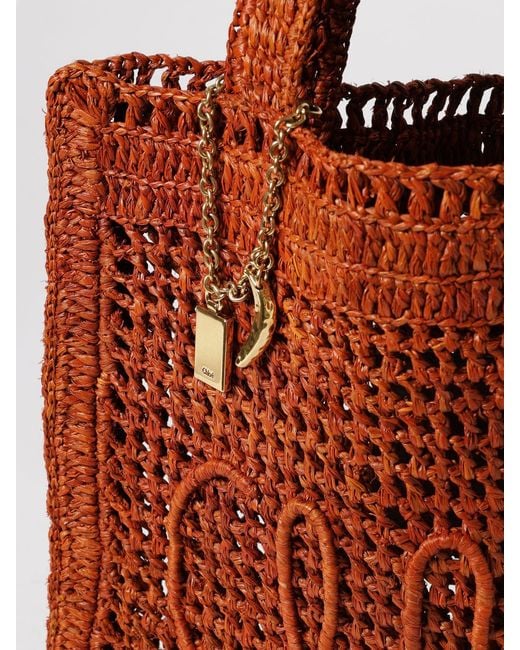 Chloé Red ChloÉ Summer Banana Crochet Raffia Bag
