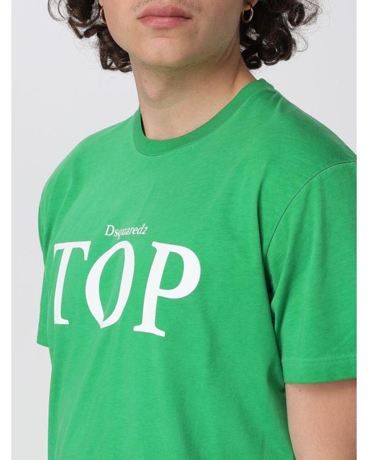 T-shirt Top in cotone di DSquared² in Green da Uomo