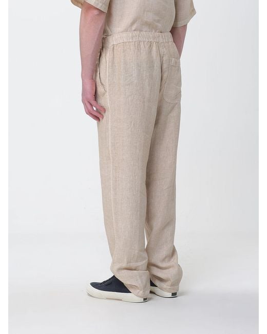 120% Lino Natural Linen Drawstring Trousers for men