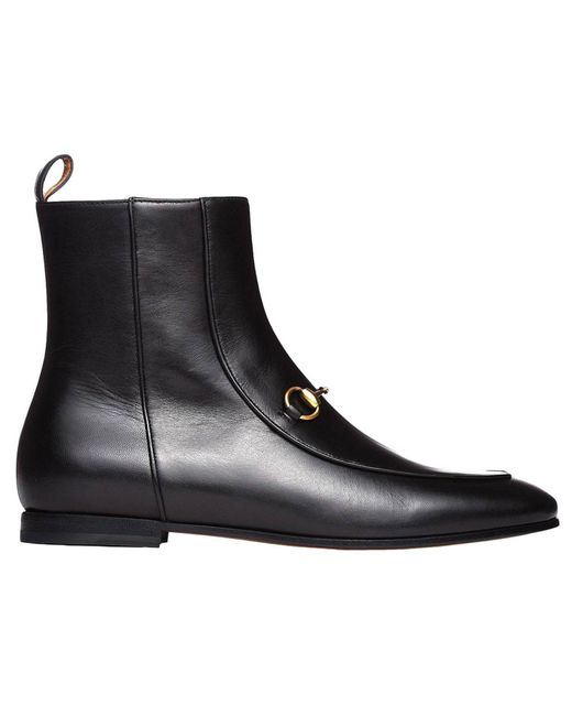 Gucci Black Jordaan Leather Ankle Boot