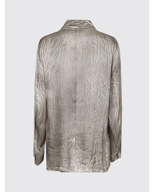 Avant Toi Gray Crinkled Effect Silk Single Breasted Blazer