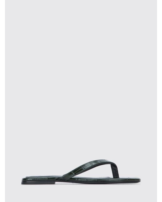 Totême  Green Croc-Print Leather Flip-Flops