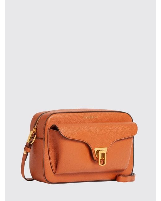Coccinelle Orange Beat Mini Hammered Leather Bag