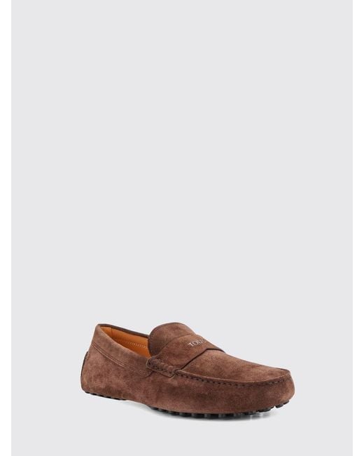 Tod's Brown Suede Driver Loafers With Strap And Rubber Pebbles for men