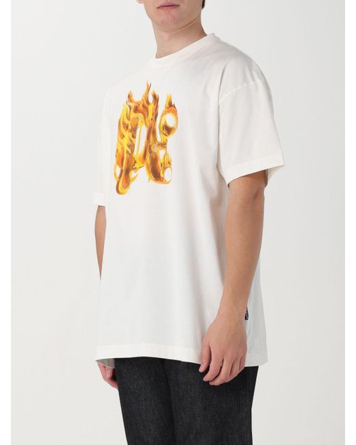 T-shirt in jersey con stampa logo di Palm Angels in White da Uomo